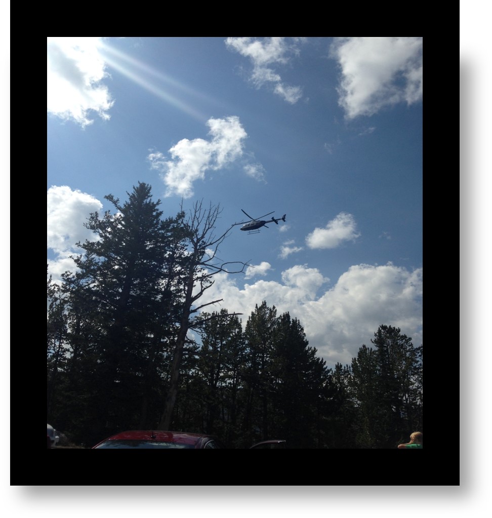 The helicopter that airlifted Jerry from the scene of the accident