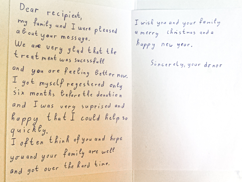 Image of a note on a card from Manuel Gamperl for Diane Charlebois