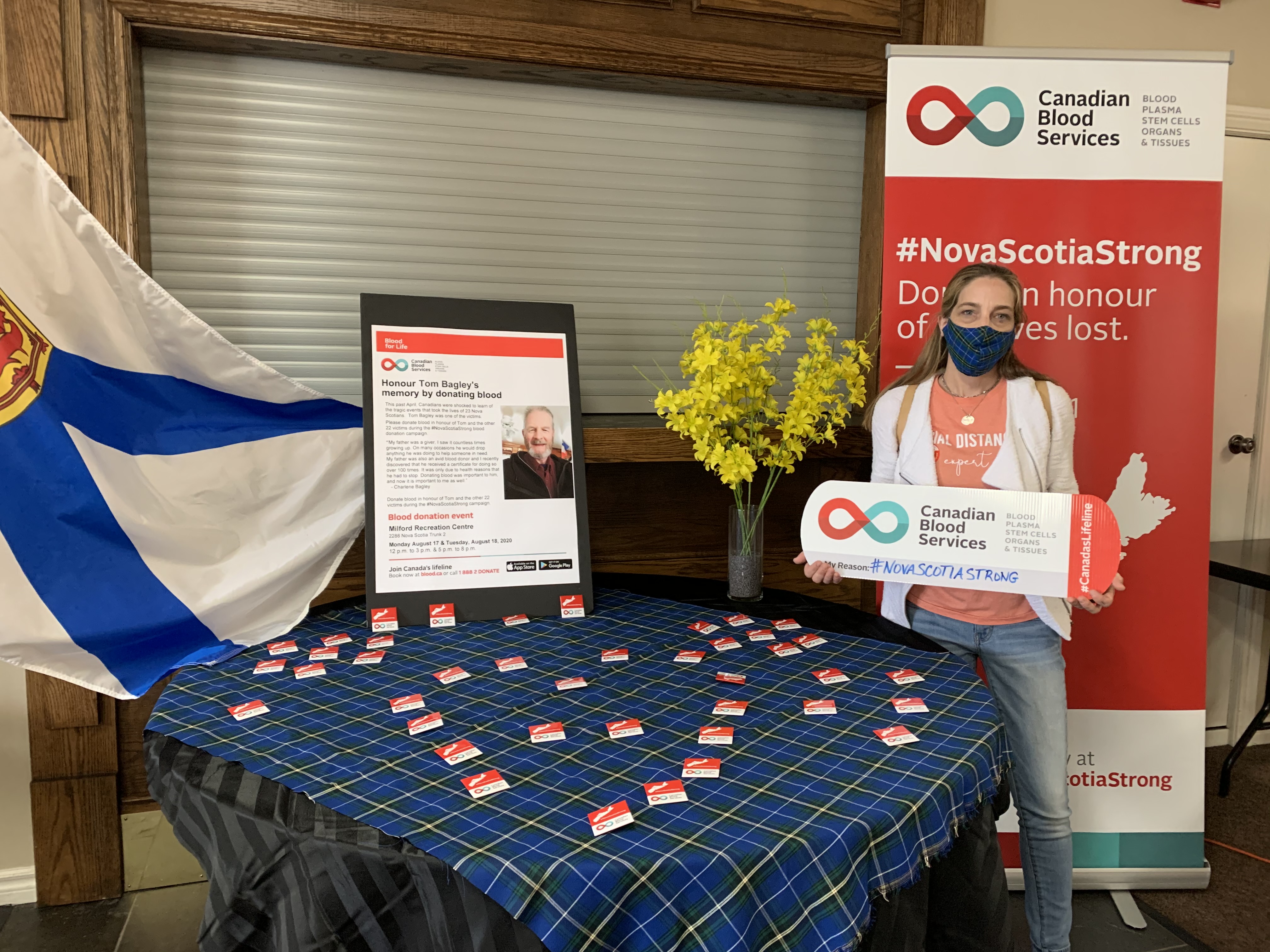 Charlene Bagley at the Milford, N.S. blood donor event, in honour of her father Tom.
