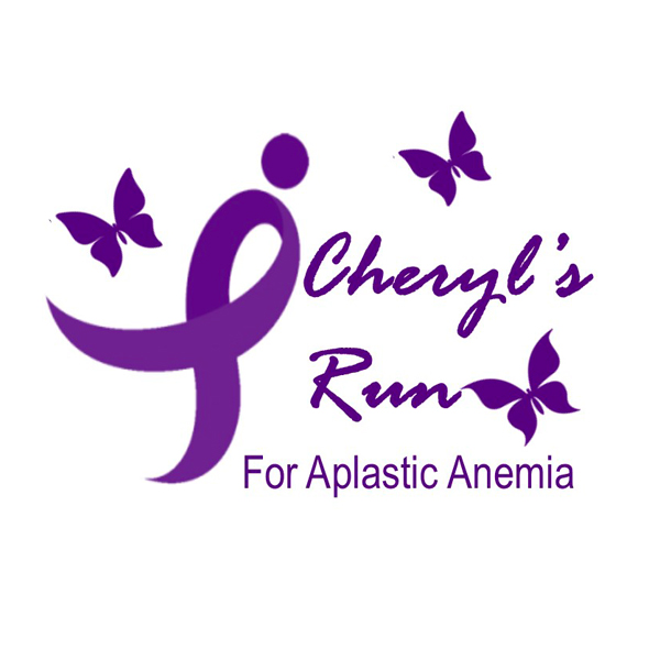 Logo of Cheryl's Run in purple with butterflies