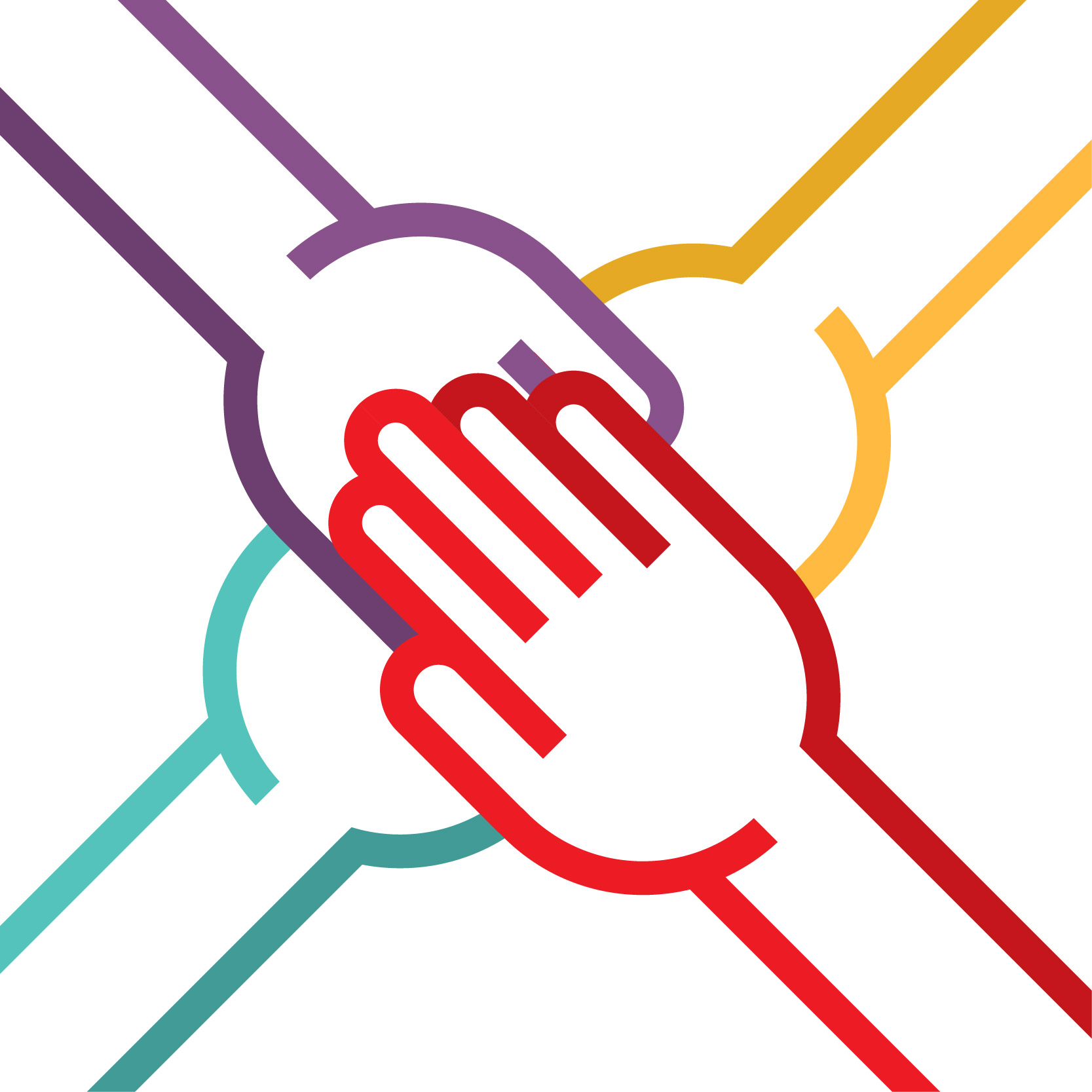 4 hands in the middle icon