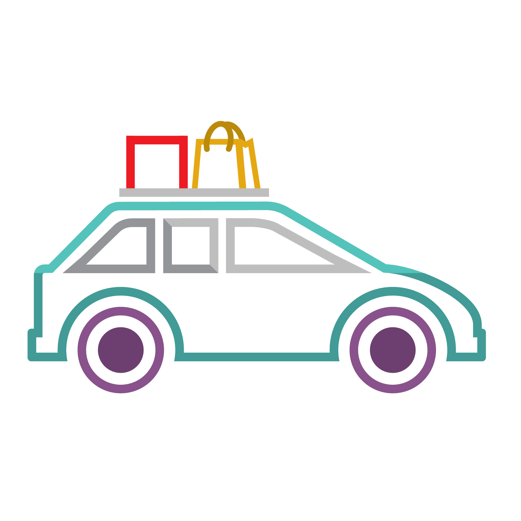 Car with shopping bags icon