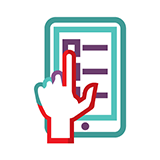 Finger on tablet icon