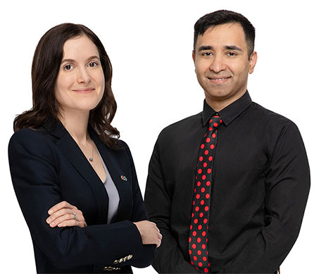 Lianne and Raza on a white background