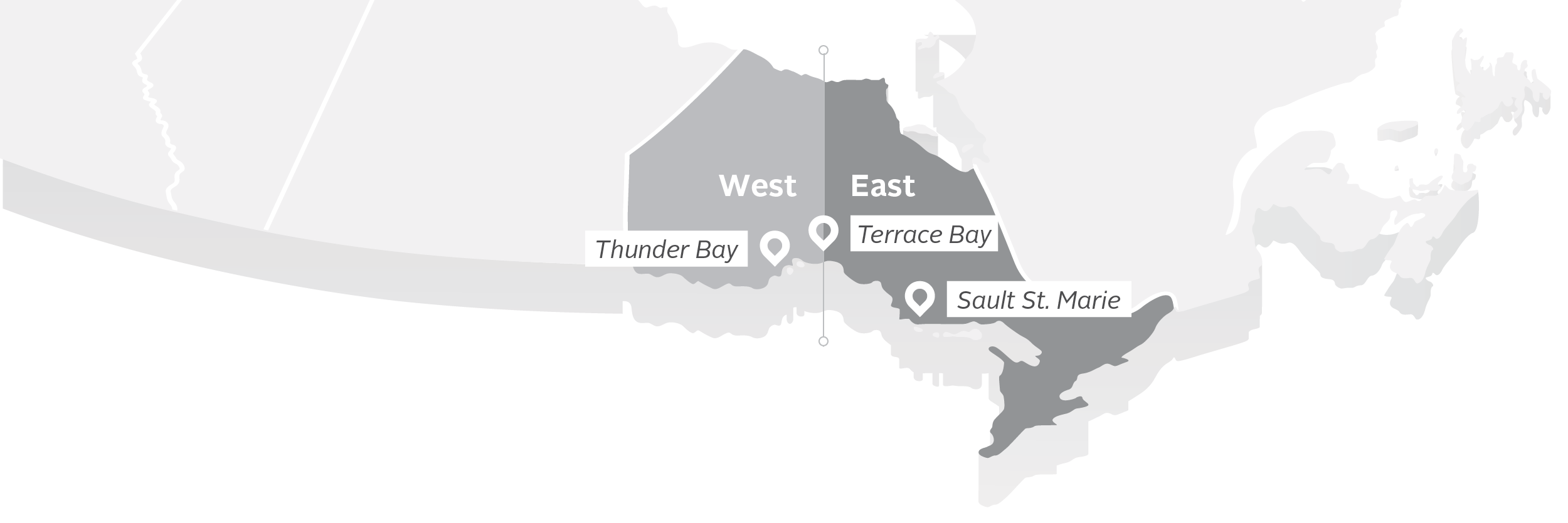 Image of West and East Terrace Bay Ontario map