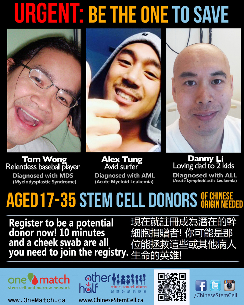 Image of Tom Wong, Alex Tung and Danny Li who needed stem cells donors to donate.