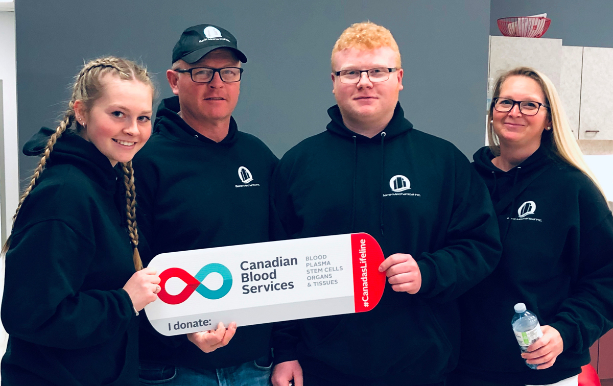 Staff from Barrie Mechanical at their first blood drive, in April 2020