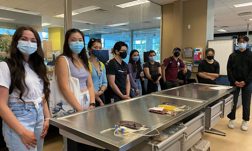 Students touring a facility
