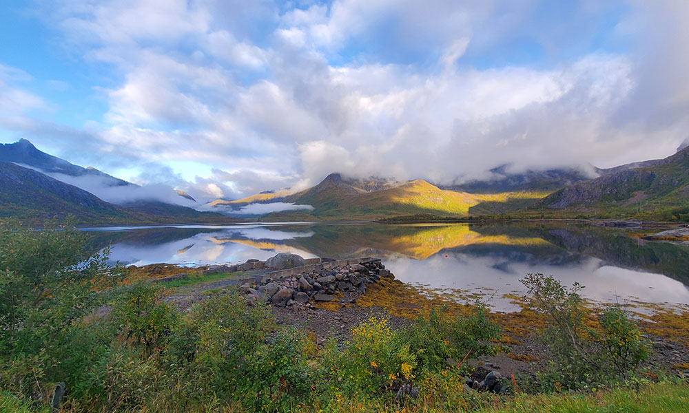 Outdoor scenery with clouds and water