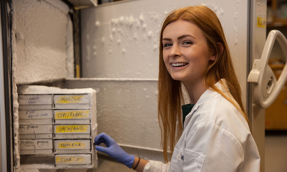 Red haired researcher in the lab