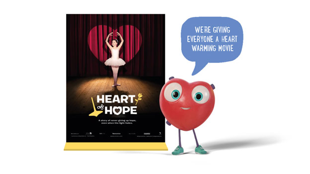 Heart of hope poster with Orgamites welcoming heart