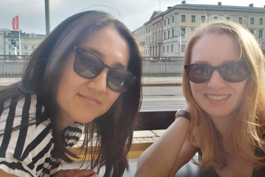 Two people taking a selfie in Sweden