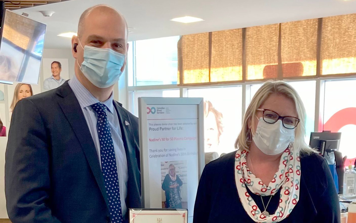 MPP Jamie West honours Sudbury plasma recipient on 50th birthday