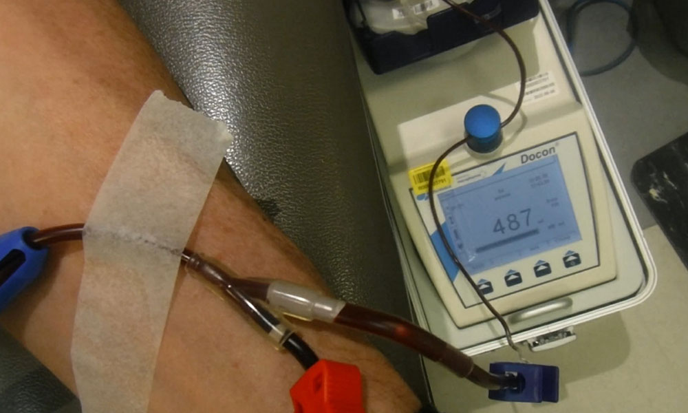 A person donating blood
