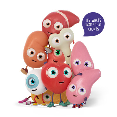 Nine Orgamites figures with caption: It's what's inside that counts