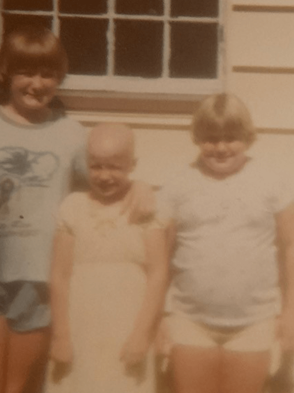 Blood donor, Michele Haire, as a young child with her sisters