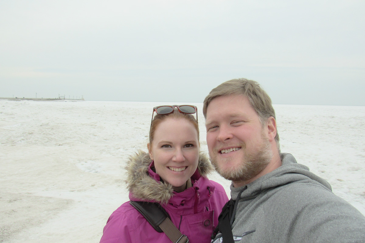 Rachel Van Pelt and husband Michael Van Pelt pose in a selfie taken at Port Stanley, Ont. during the winter.