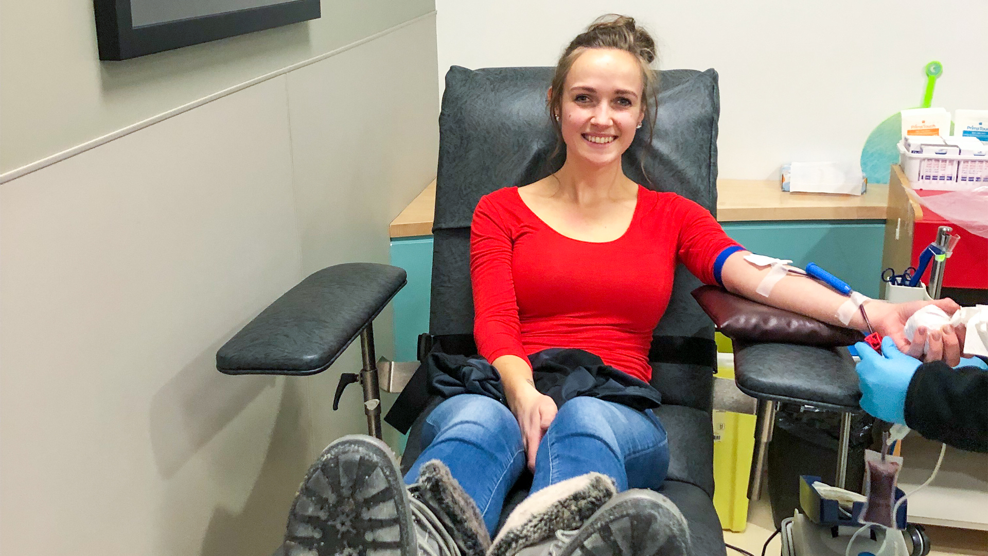 Sierra donating blood
