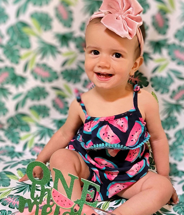 blood recipient, Cleo Maxwell on her first birthday