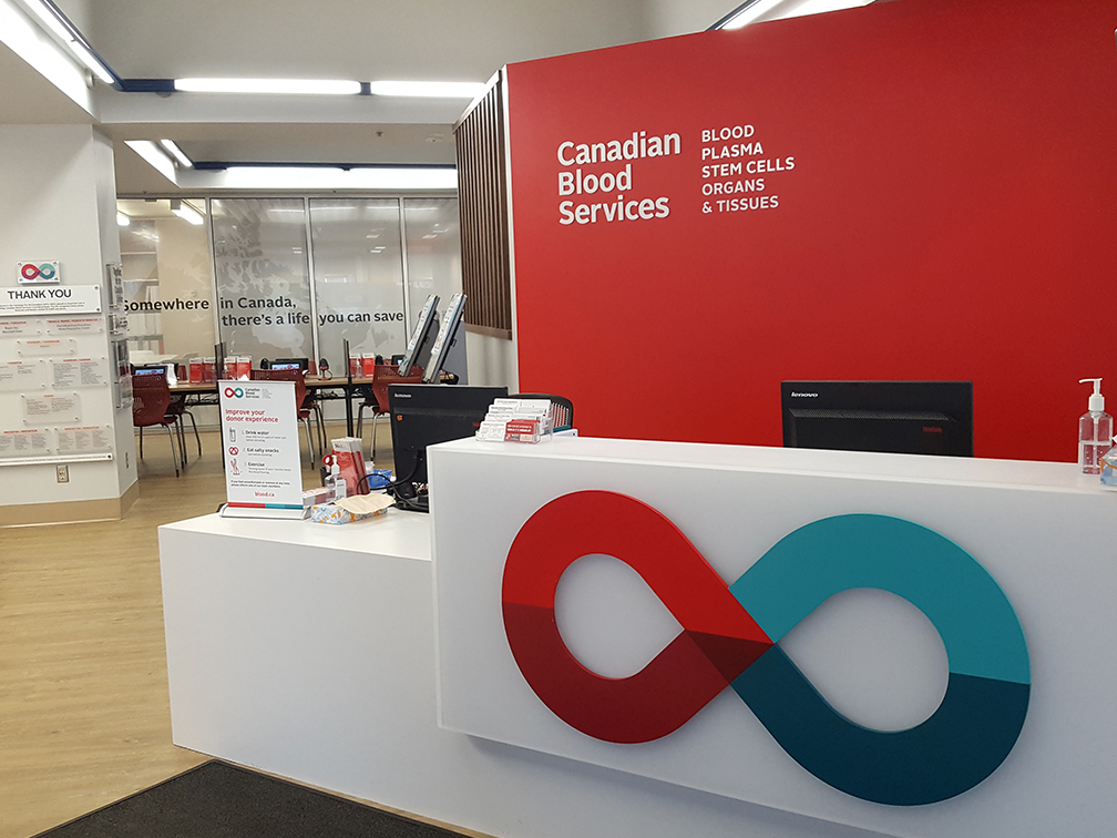 inside a canadian blood services donor centre