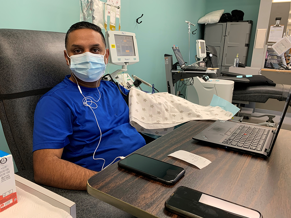 An RBC employee donates plasma