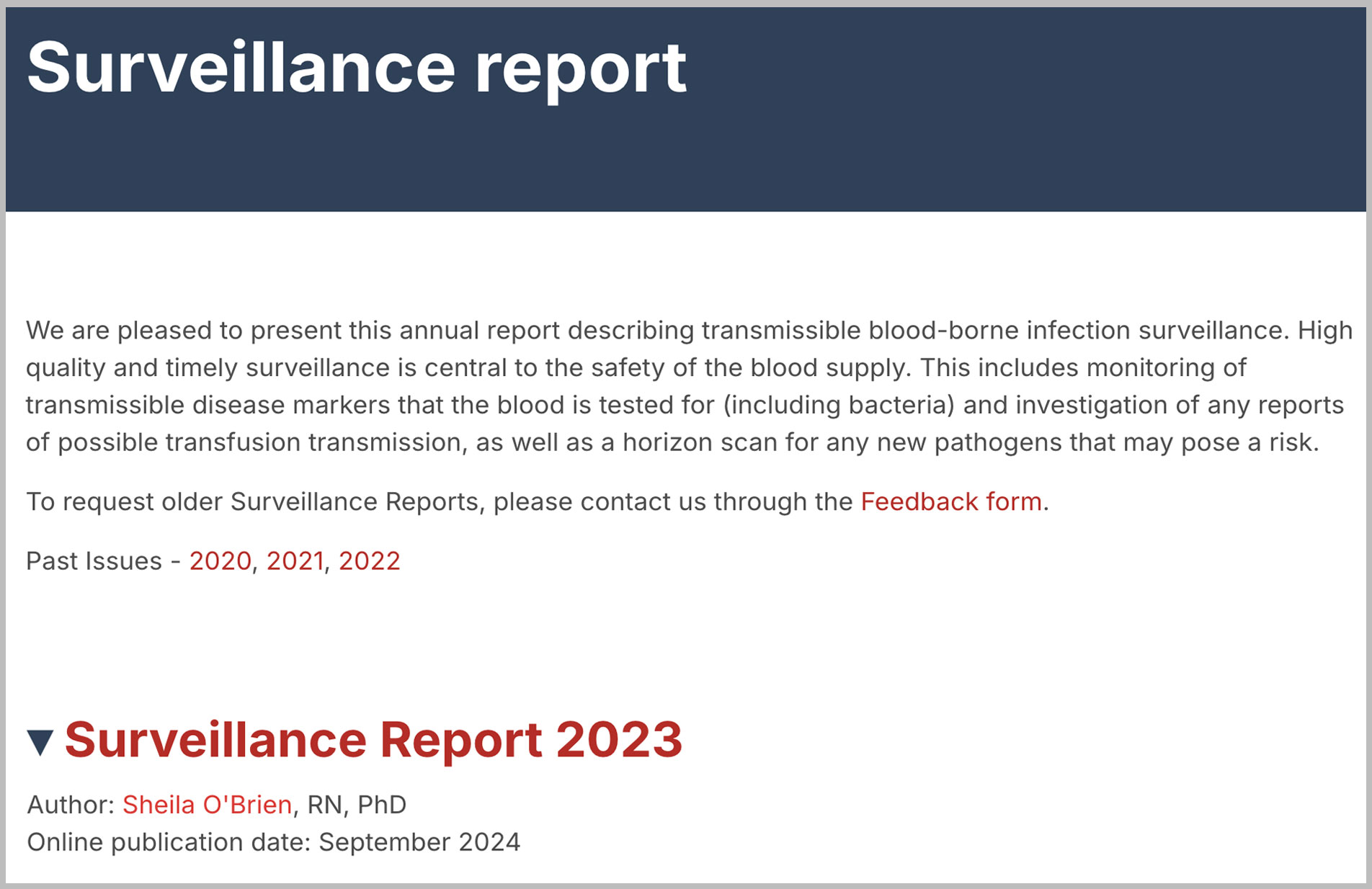Surveillance Report Cover 2023