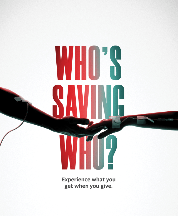 Who's Saving Who poster with two hands