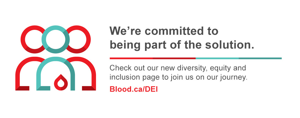 Digest banner graphic of an 3 person silhouette with a blood droplet and we're committed to being part of the solution