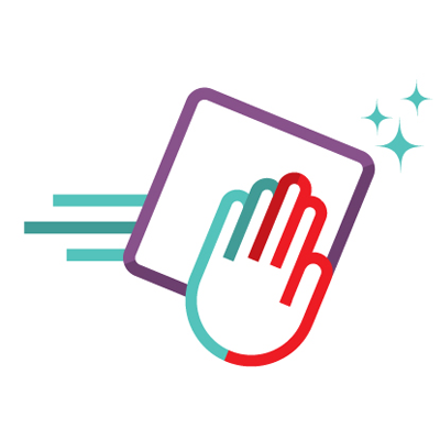 hand and cloth wiping icon - symbol