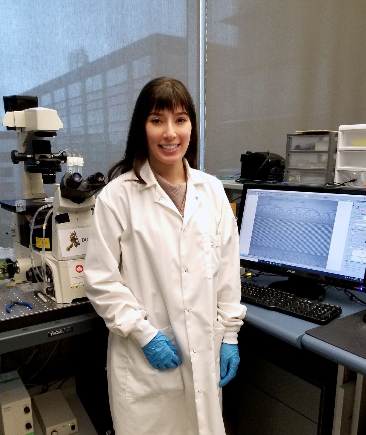Emel conducting an experiment with the device at the Centre for Blood Research