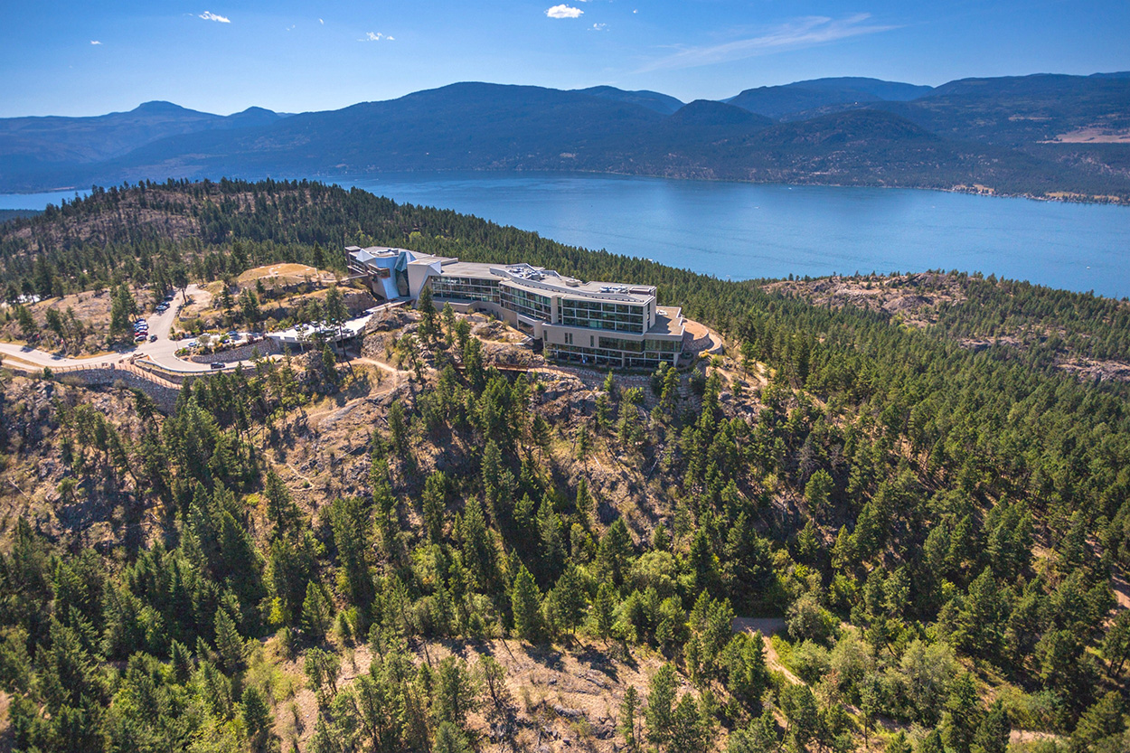 Sparkling Hill Resort, at the top of the sloping valleys of Vernon and overlooking Okanagan Lake, a world class wellness spaw