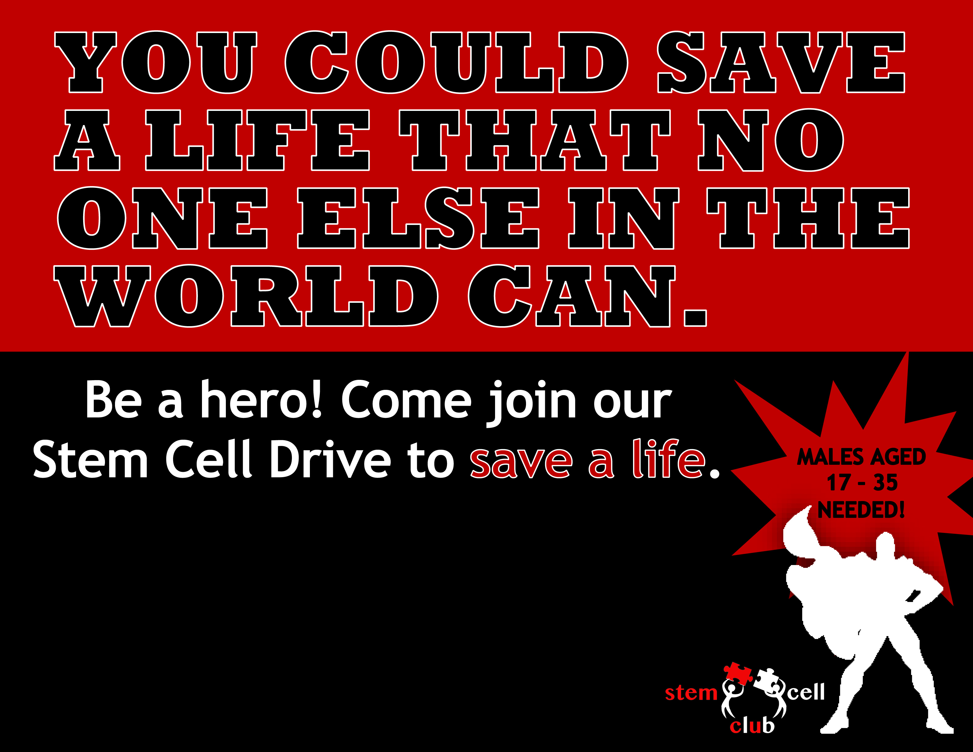 Stem cell club poster advertising to donate