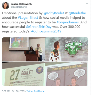 Tweet from CST participant with photos of the Boulets presenting