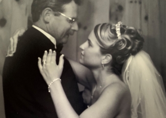 Charlene Bagley with her father Tom Bagley at her wedding 15 years ago.