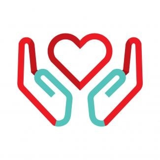 Icon of two hands holding a stylized heart