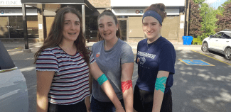 Donating Triplets - Veronica Cook, Samantha Cook and Jeanne Cook with Bandages