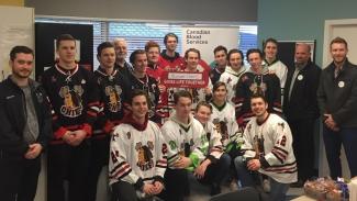 Kelowna Chiefs Hockey Team donating for kick off at Kelowna donor centre