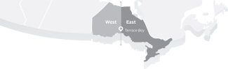 Image of West and East Terrace Bay Ontario map
