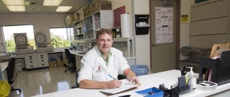 Dr. Nicolas Pineault, development scientist at Canadian Blood Services' Dr. Nicolas Pineault, development scientist at Canadian Blood Services' Centre for Innovation in the lab wing at our head office in Ottawa