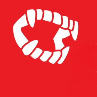 A graphic of vampire teeth