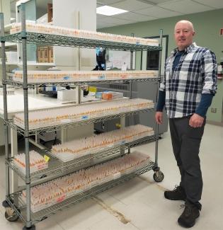 Craig Jenkins, senior manager at our Centre for Innovation, seen with a busy day ahead: more than 3,000 samples to be processed in one day to support the COVID-19 Immunity Task Force’s federal objective of testing one million Canadians.