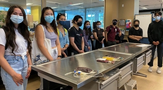 Students touring a facility