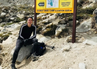 Liver donor Tracey Evans at Everest basecamp