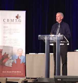 Mike Halpenny, manager of stem cell manufacturing at Canadian Blood Services, presented "Replacement of Pentaspan with Hetastarch for Cryopreservation of Hematopoietic Progenitor Cells, Apheresis” 