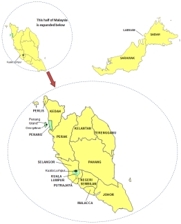 Map of malaria risk in various areas of Malaysia