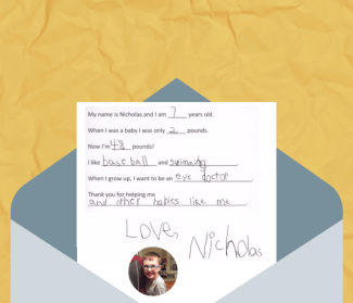 Thank you note from Nicholas