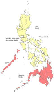 Map of malaria risk in various areas of the Philippines