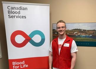 Riley MacKay at the Charlottetown donor centre 