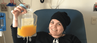 Image of Tania receiving platelets