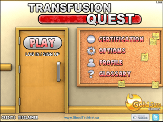 Transfusion Quest homepage screencap
